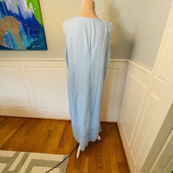 J. Jill Pure Jill Kantha-Stitched Linen Dress In Fresh Air Multi Petite Large - Picture 3 of 8